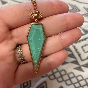 Teal rose gold long chain necklace